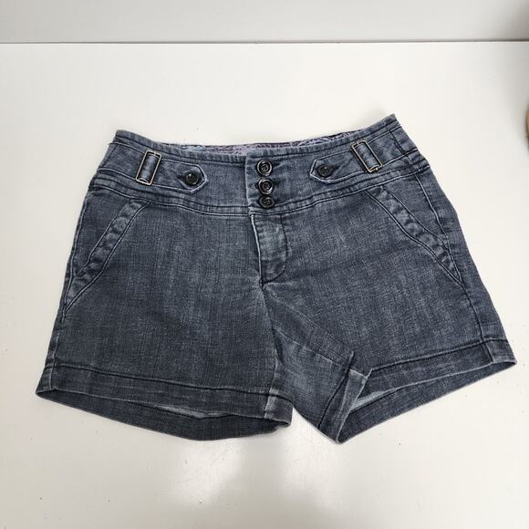 One 5 One Dark Denim 2 Button Zip w/ Pockets Jean Shorts Women's Size 6 - Picture 1 of 5
